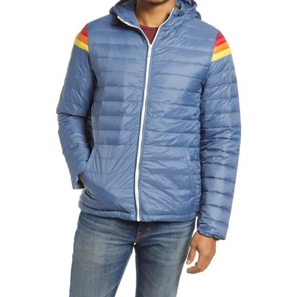 Marine Layer Banks Jacket Hooded Quilted Down Fill Puffer Bering Sea Blue NWT S - Picture 2 of 8
